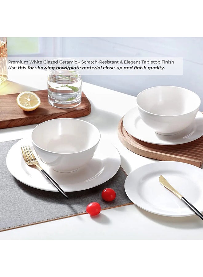 Feelings Ceramic Dinner Set 12PCS, White , 26.5 CM Dinner Plates, 19 CM Side Plates, 11.5 CM Bowls  - Image 3