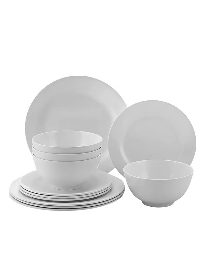 Feelings Ceramic Dinner Set 12PCS, White , 26.5 CM Dinner Plates, 19 CM Side Plates, 11.5 CM Bowls  - Image 1