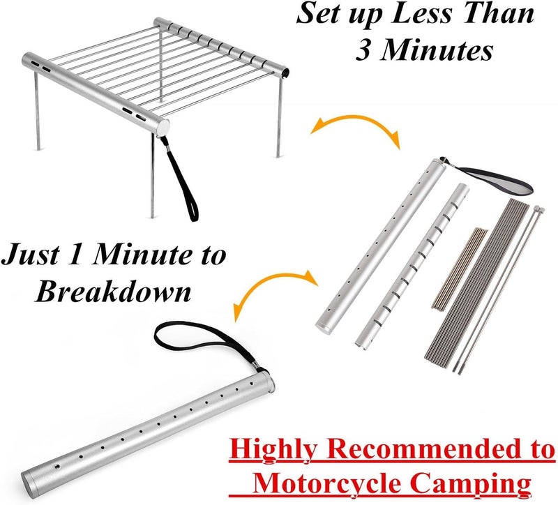 Sisliya Sisliya Portable Camping Grill Folding Compact Stainless Steel Charcoal Barbeque Grill for Picnics Backpacking Backyards Survival  - Image 3