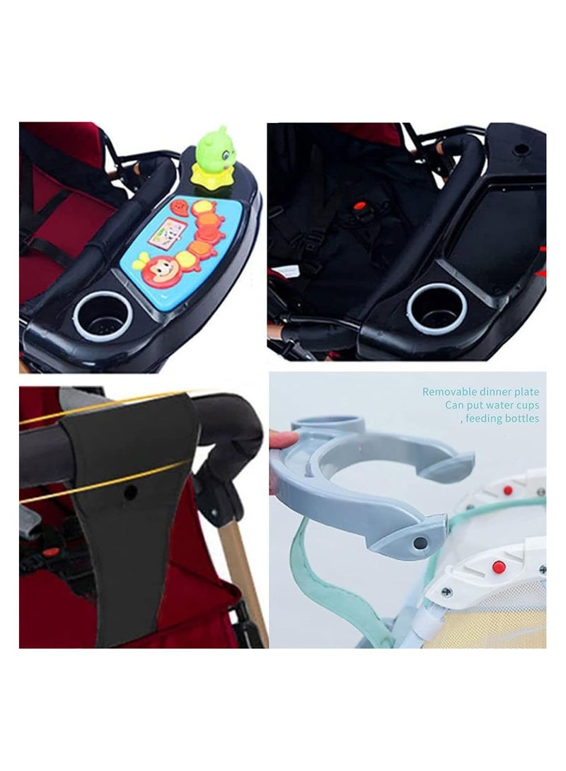 Baby stroller for comfort and safety, foldable design with rain cover, adjustable seat, belt and shock-absorbing wheels (beige), - Image 4