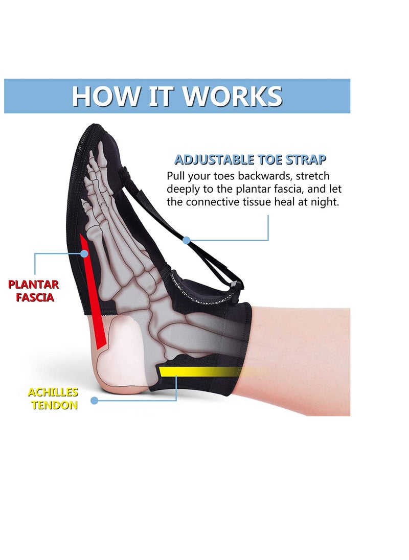 SYOSI - Plantar Fasciitis Night Splint Sock   Soft Stretching Boot Splint for Aching Feet  Heel Relief，Achilles Tendonitis Foot Support Brace for Right or Left FootMedium - Image 1