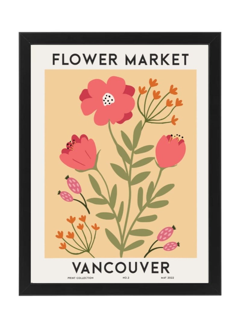 Boomah Accessories Flower Market Vancouver Colorful Botanical Art Poster with Frame 30x40cm 