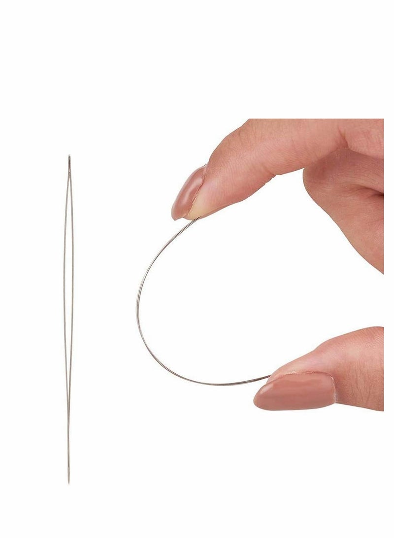 Excefore Big Eye Beading Needles 10 Pcs Beading Needles Big Eye Beading Needles Beading Embroidery Stainless Needles with Needle Bottle for Jewelry Making (10cm 5.5cm) - Image 5