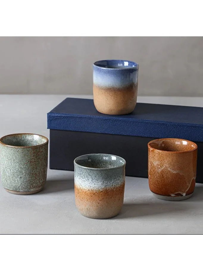Tohfa Luxe Tohfa Luxe Safa Ceramic Cup Gift Set of 4 – Handcrafted Earthy Tones Arabic Coffee & Espresso Cups – Ramadan Gift Box Set – 220 ml