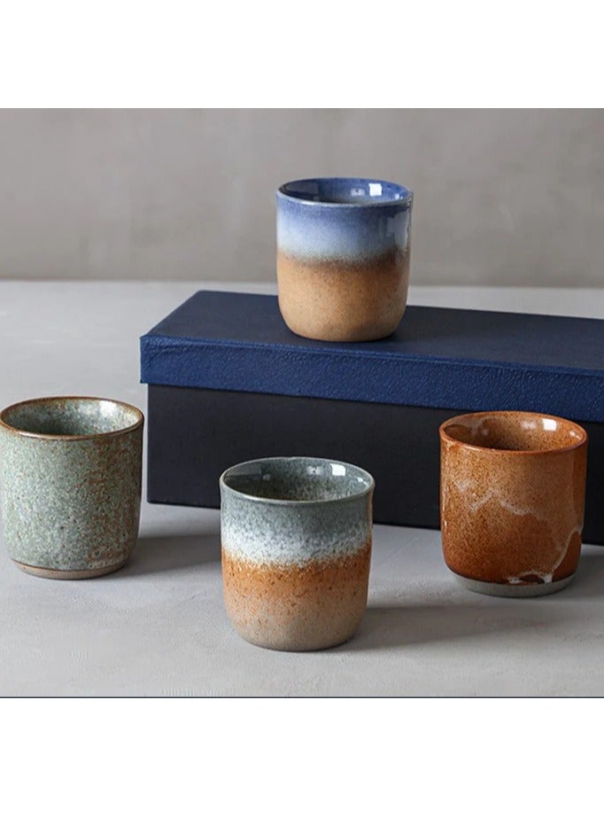 Tohfa Luxe Safa Ceramic Cup Gift Set of 4 – Handcrafted Earthy Tones Arabic Coffee & Espresso Cups – Ramadan Gift Box Set – 220 ml - Image 2