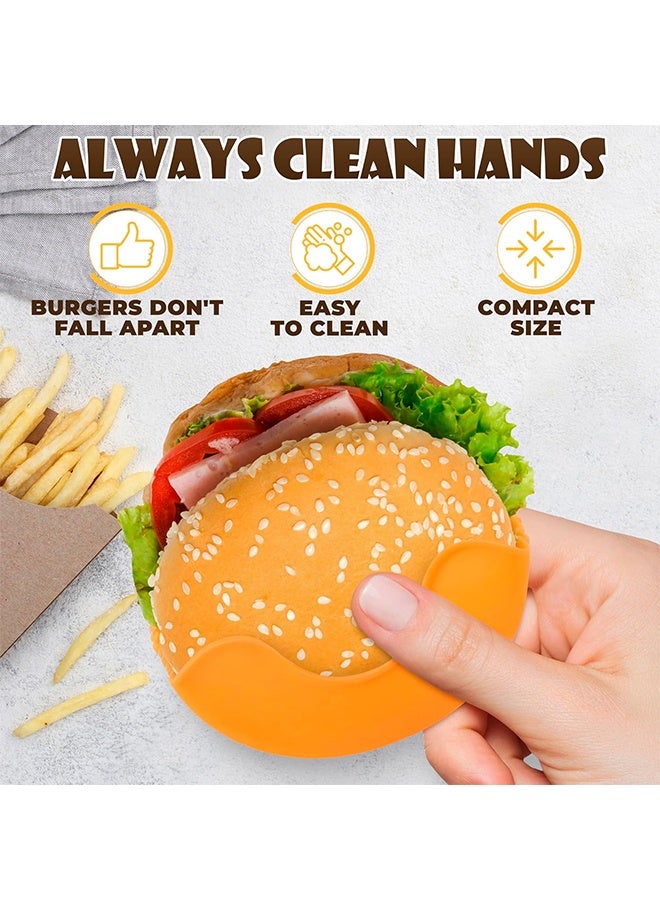 4Pcs Retractable Burger Fixed Box， Adjustable Hamburger Holders， Reusable Washable Retractable Hamburger Clip Silicone Rack Holder Burger Box ，for Burger Lovers Adults and Children - Image 2