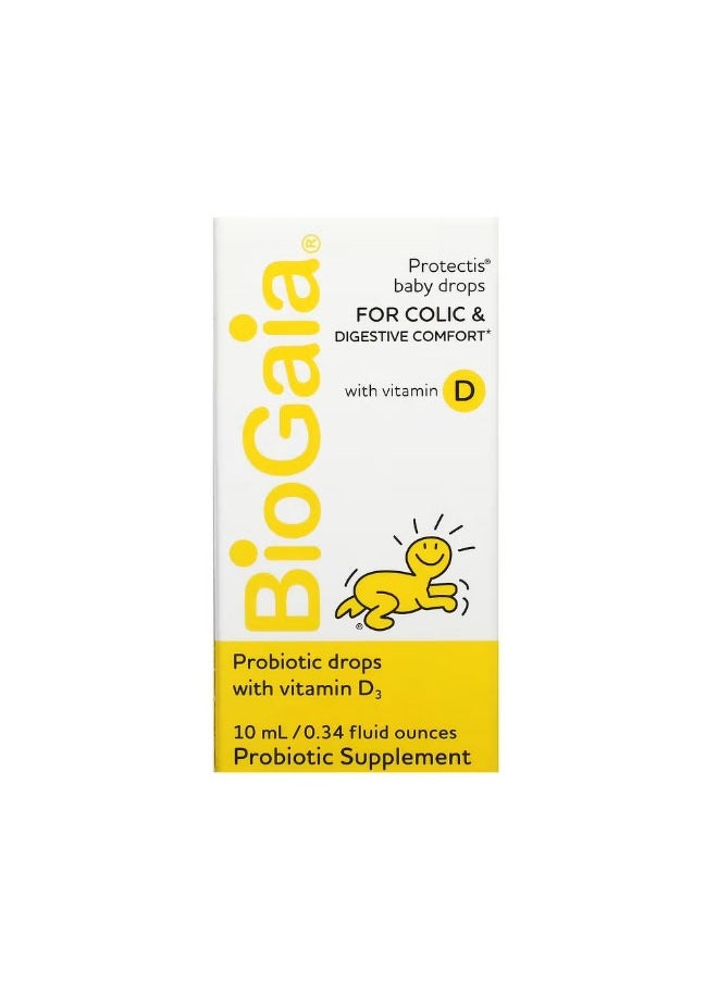 BioGaia Protectis Baby Drops For Colic  Digestive Comfort with Vitamin D 0.34 fl oz 10 ml  - Image 1