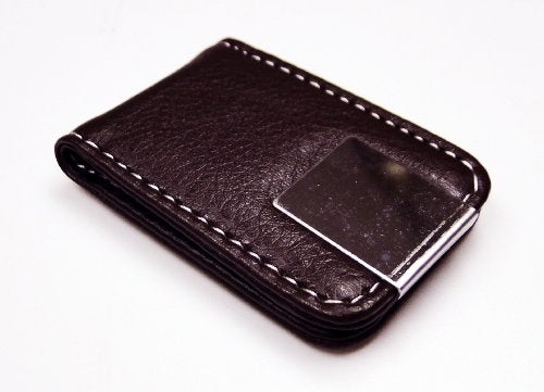 Tapp Collections Brown Leather Magnetic Money Clip with Chrome Design - Image 3