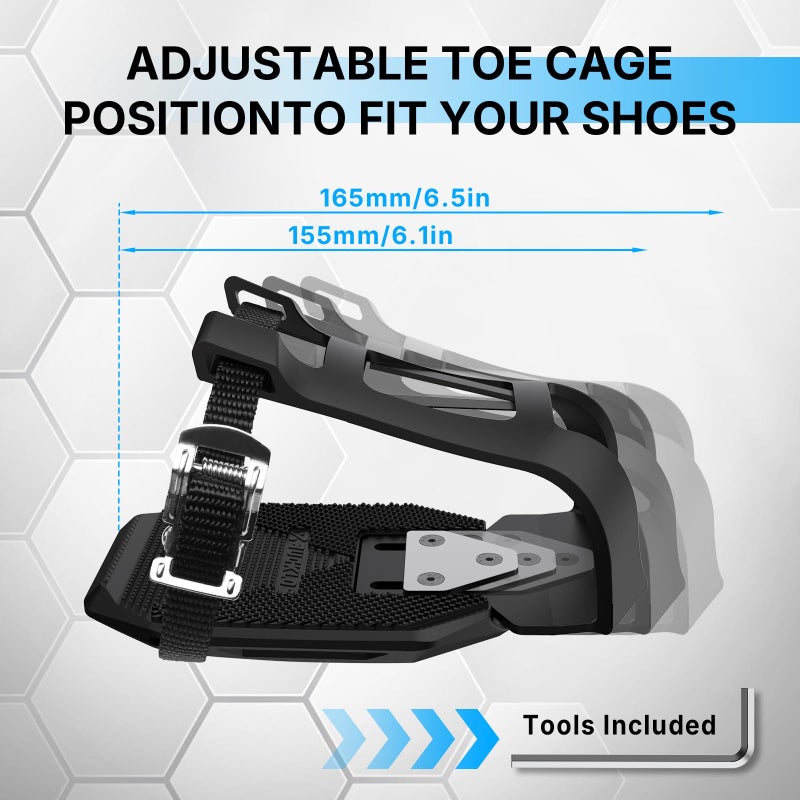Bucklos Toe Caged adapters for Peloton Bike + - Pedals,Convert Shimano SPD-SL Look Delta Keo to Toe Cages Pedal with Strap Ride with Sneakers,Indoor Exercise Road Bike Accessories - Image 5