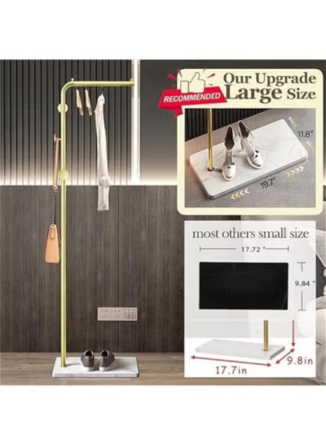 Beauenty Metal Coat Rack with 3 Hooks and Stable Base, Modern Coat Tree with Crossbar, L Shaped Coat Hanger Stand, Perchero De Pie, Free Standing Coat Rack for Entryway and Corner - Image 3