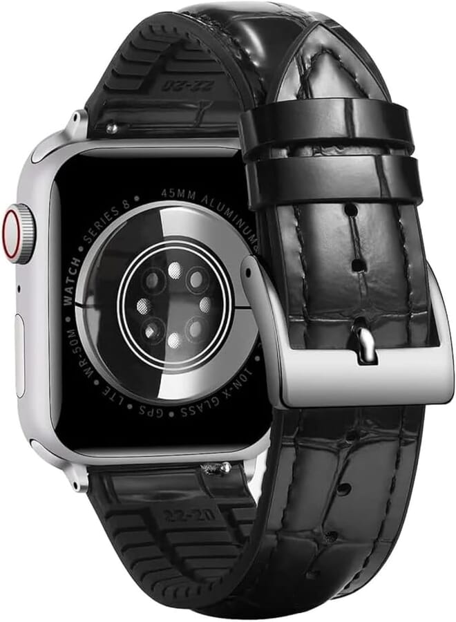 Next Store Leather Strap Silicone Padded Leather Strap Compatible with Apple Watch Band 41mm 40mm 38mm, Classic iWatch Replacement Strap for Ultra Series 7 6 5 SE 1 2 3 4