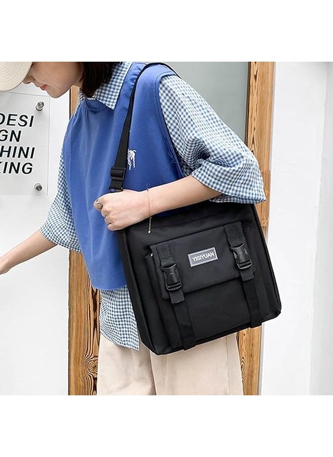 Generic - 5 Pcs adult Backpack School Bags Set Backpacks with Pendant Lunch Bag Pencil Case Handbag Coin Purse for Teen Girls School Backpack（Black） - Image 1