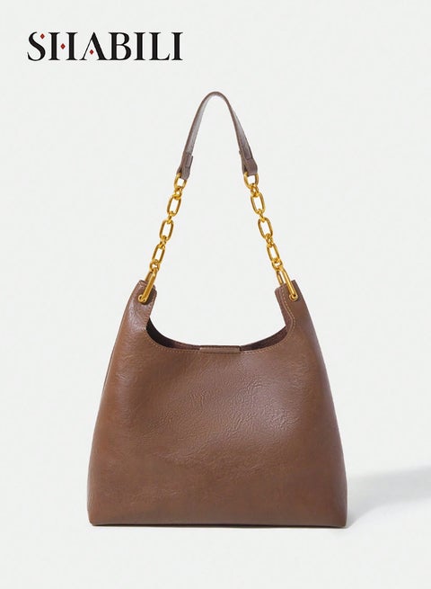 Women Large-Capacity PU Leather Ladies Bag Shoulder Bag Tote Bags Clutch Bag, Ladies Retro Bucket Shape Cross Small Bag for Student Teen Youth Daily Casual Party Travel (BROWN)