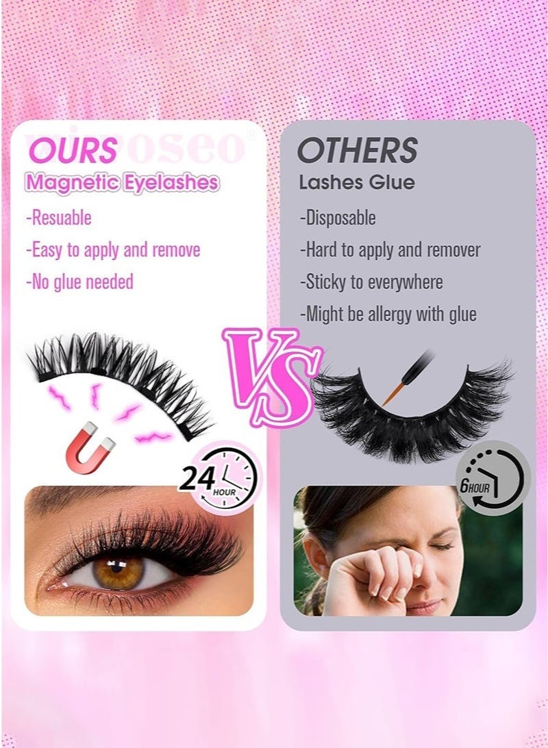 GlamKit Magnetic Eyelashes Half Eyes Reusable Eyelashes with Applicator No Glue Needed Eyelashes Natural Look Lash Clusters Kit Easy to Wear and Remove - Image 5
