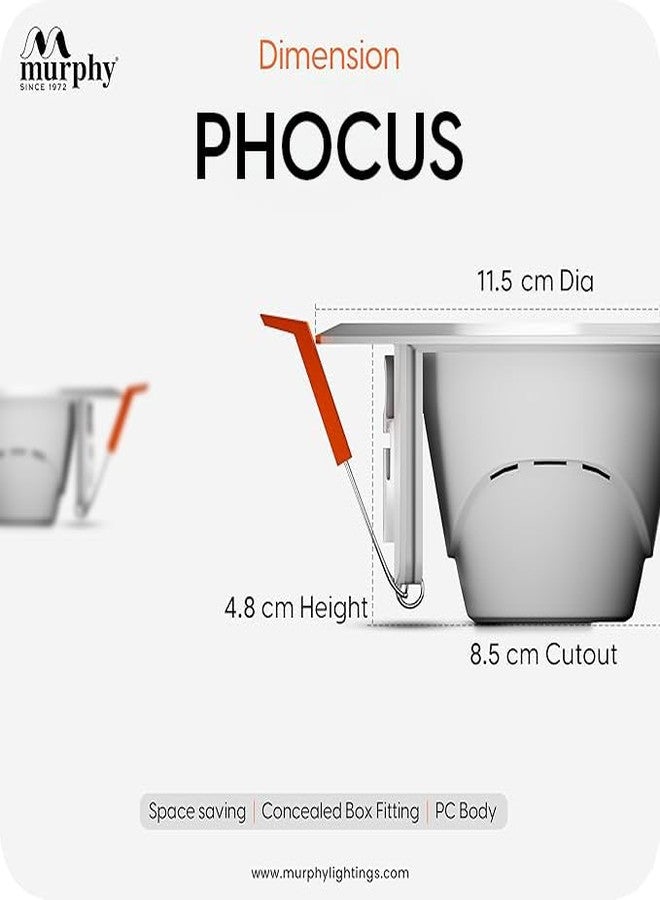 مورفي مصباح مورفي 7 واط PHOCUS LED سبوت دائري مع ضمان لمدة عامين | مصباح سقف سفلي للتركيب المخفي وتركيبات علب التوصيل | أبيض بارد | معتمد من BIS | خالٍ من الوميض | عبوة من 6 قطع - Image 2