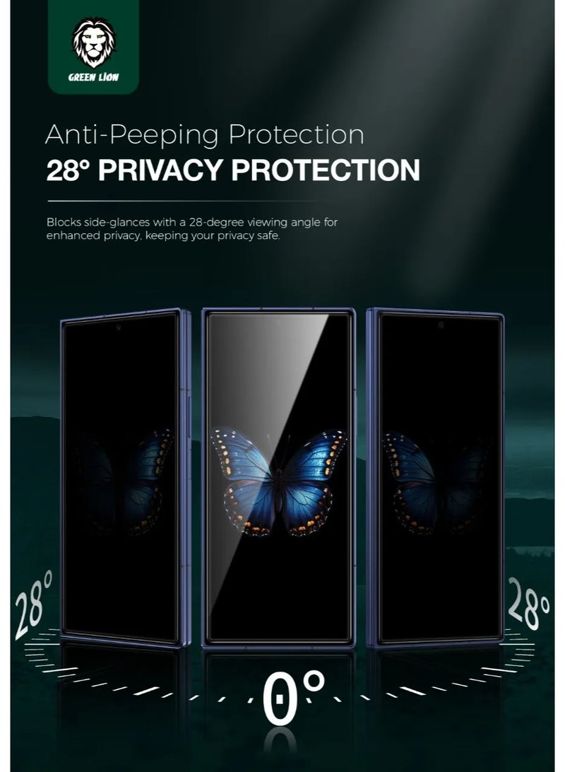 GREEN LION Fold Protection Pack Privacy for Samsung Z Fold 7 / Flexible Film / Anti-Peering / Ultra-Thin / Full Body Privacy Protection / Scratch-Resistant / Lightweight / Durable / Clear Fold Case - Black - Image 3