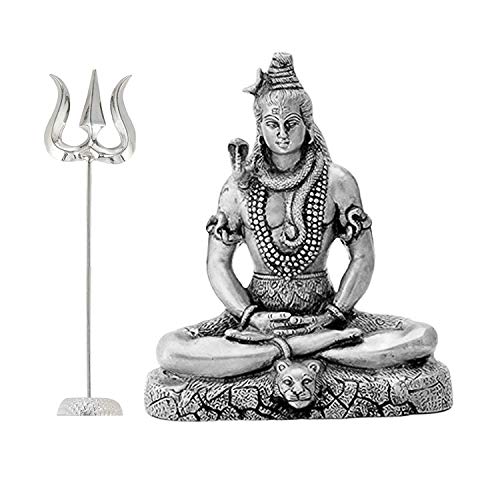DHRUVS COLLECTION Unisex-Adult 925 Sterling Silver Mahadev Shiva Trishul/Durga Astra In Glossy Finish - Big Size - Image 3