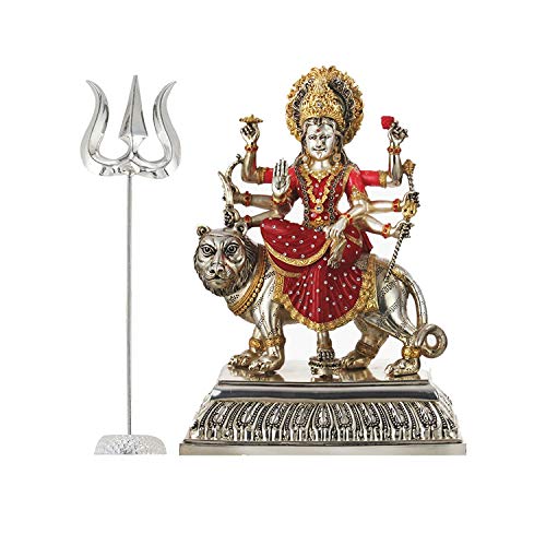 DHRUVS COLLECTION Unisex-Adult 925 Sterling Silver Mahadev Shiva Trishul/Durga Astra In Glossy Finish - Big Size - Image 2