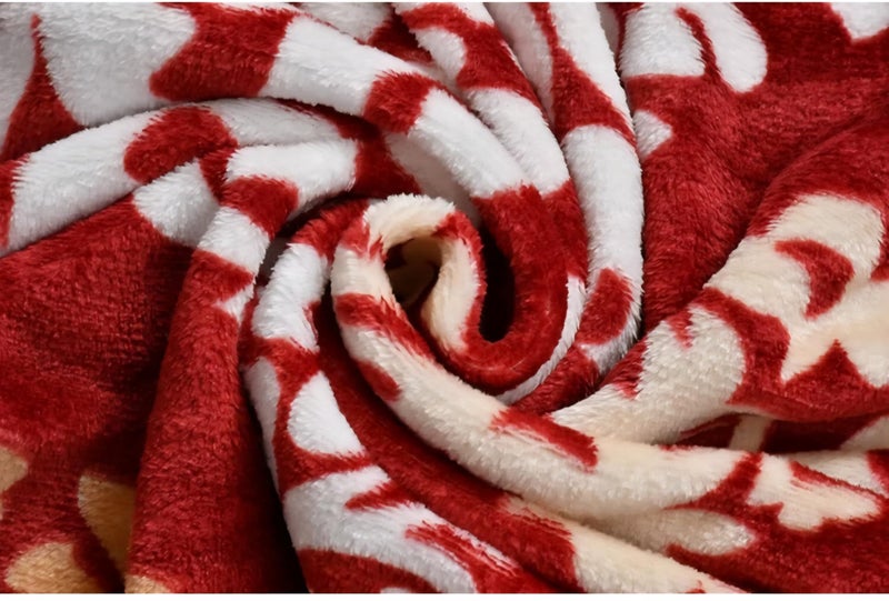Temoli® King Size Warm Velvet Flannel Flat Bedsheet with 2 Pillow Covers (90x100 Inch) – Soft & Cozy Winter Double Bed Sheet | Zig-Zag Red Design - Image 2