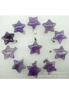 Generic Natural Stone Crystal Agate Pendant Necklace Star Random color mixing 