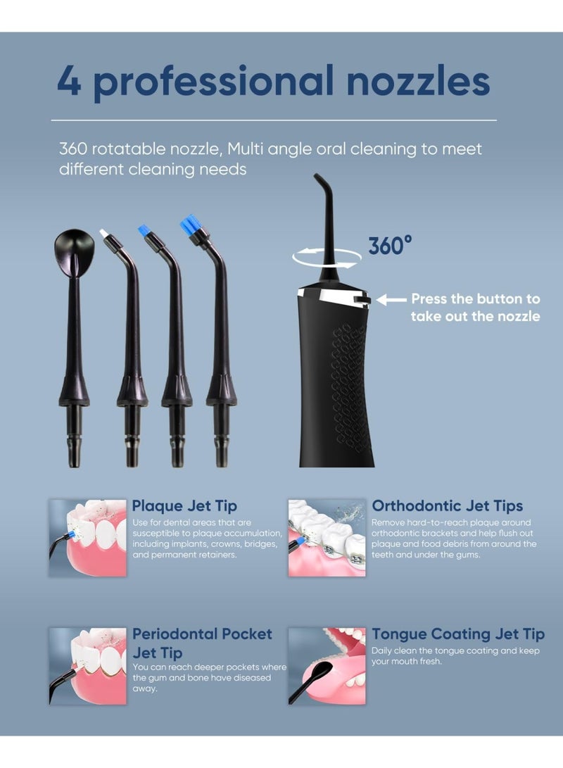 MySmile LP211 Cordless Advanced Water Flosser for Teeth 5 Cleaning Modes Rechargeable Power Dental Flosser 8 Replacement Jet Tips IPX 7 Waterproof Dental Irrigador with Travel Storage Pouch (Black) - Image 1