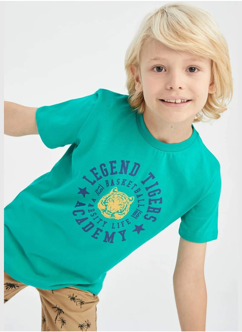 DeFacto Regular Fit Short Sleeve Slogan Print T-Shirt