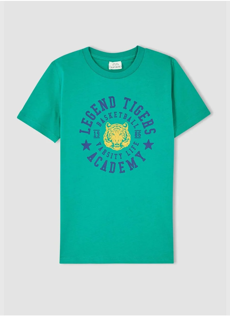 DeFacto Regular Fit Short Sleeve Slogan Print T-Shirt