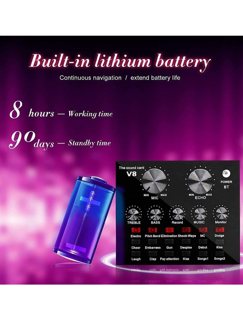 ELTRAZONE Microphone,Live Sound Card & BM800 Suspension Microphone Kit Broadcasting Recording Condenser Microphone Set Intelligent Volume Audio Mixer Sound Card for Computer PC Live Sound - Image 5