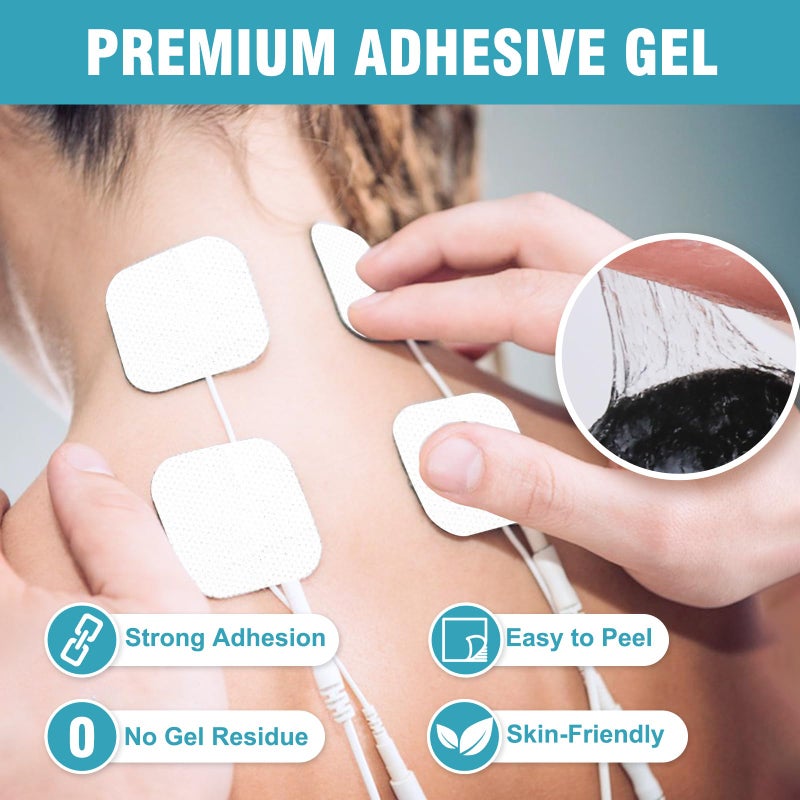 OAKDOLCHE 72PCS TENS Unit Pads (2"x2"), Reusable Self-Adhesive Electrodes Pads with 0.2mm Connector, Latex-Free, Hypoallergenic & Compatible with TENS/EMS - Image 3
