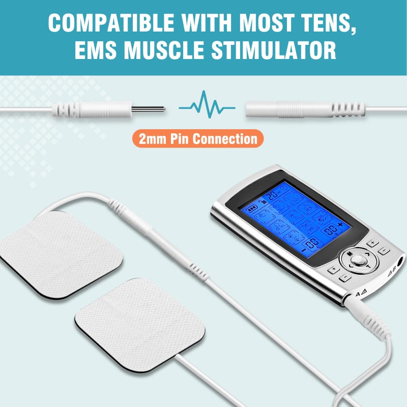 OAKDOLCHE 72PCS TENS Unit Pads (2"x2"), Reusable Self-Adhesive Electrodes Pads with 0.2mm Connector, Latex-Free, Hypoallergenic & Compatible with TENS/EMS - Image 4