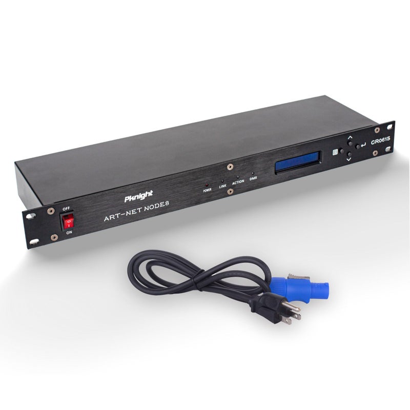 Pknight ArtNet DMX Ethernet Lighting Controller Interface 19inch 1 U Rackmount 8Universe ArtNet to DMX512 OutputOnly Node No RDM