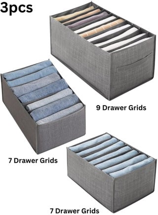 3 pieces of clothes organizer. A divided fabric drawer organizer consisting of 3 different sizes. The small size is 35*24 cm, 7 boxes. The medium size is 44*25 cm, 7 boxes. The large size is 44*30 cm, - pzsku/ZAFBE9157ACD8294AB7E8Z/45/_/1713601726/1359631b-bfba-4447-9be3-0c29d0cac2f0