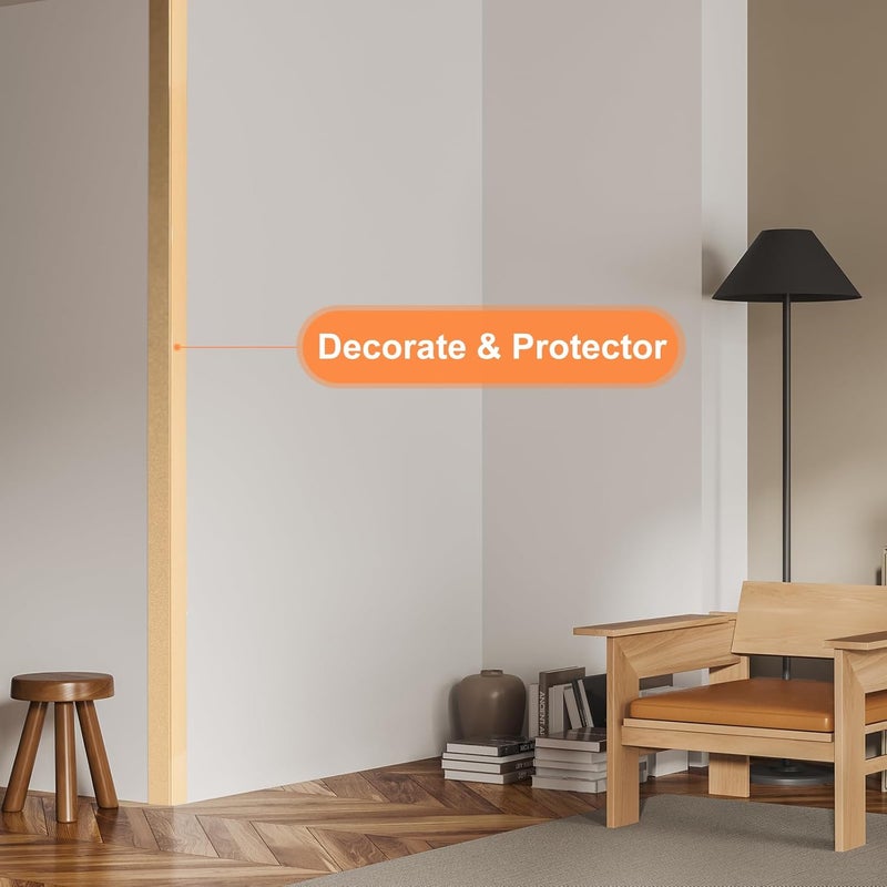 uxcell حماية زوايا الجدران uxcell 3 قطع 354 سم × 0.79 سم حراس زوايا ذاتية اللصق من سبائك الألمنيوم لحماية الحواف باللون الذهبي - Image 4