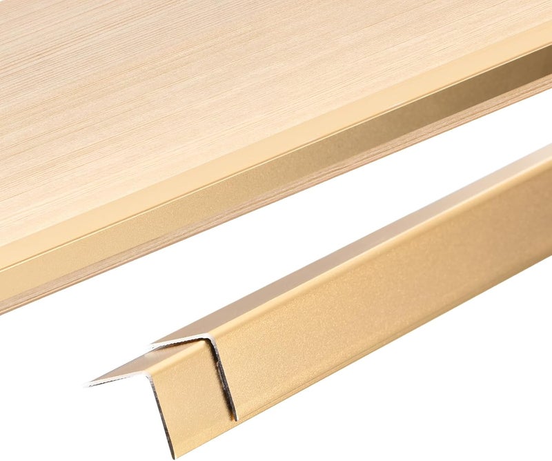 uxcell حماية زوايا الجدران uxcell 3 قطع 354 سم × 0.79 سم حراس زوايا ذاتية اللصق من سبائك الألمنيوم لحماية الحواف باللون الذهبي - Image 1