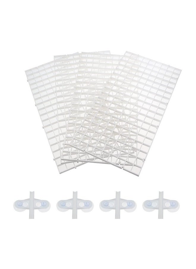 VAYINATO Petzlifeworld White (4 Pcs Egg Crate & 4 Pcs Divider Clip) Fish Tank Divider Plastic Aquarium Divider Panel Separator Grid Isolation Board, Fish Tank Divider Filter Egg Crate Fish Tank Bottom Tray  - Image 1