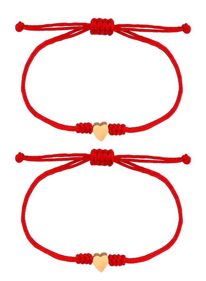 SUMMER LOVE Kabbalah Red String Bracelet Red Bracelet for Protection,Mother Daughter Bracelets,Matching Heart Red Thread Friendship Bracelets for Teens, Couples, Sisters Valentine's Day Gift (Gold) - Image 1