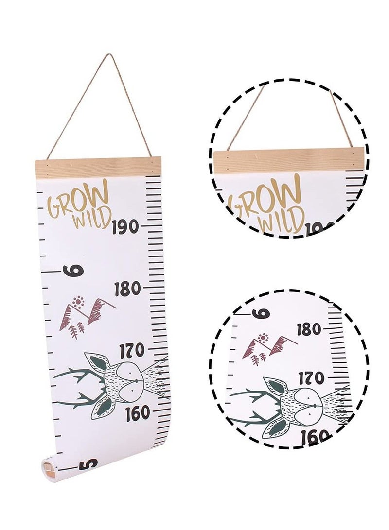 SYOSI Baby Height Growth Chart Wall Hanging Measuring Ruler for Kids, Canvas and Wood Removable Wall Hanging Portable Baby Growth Chart for Baby, Children, Boys, Girls - Image 2