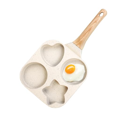 JUSTUP Nonstick 4-Cup Divided Grill Skillet, 7.5 Inch Healthy Granite Egg Frying Pan with Anti-scald Handle, Breakfast Skillet for Eggs, Pancakes, Bacon (White) - Image 1