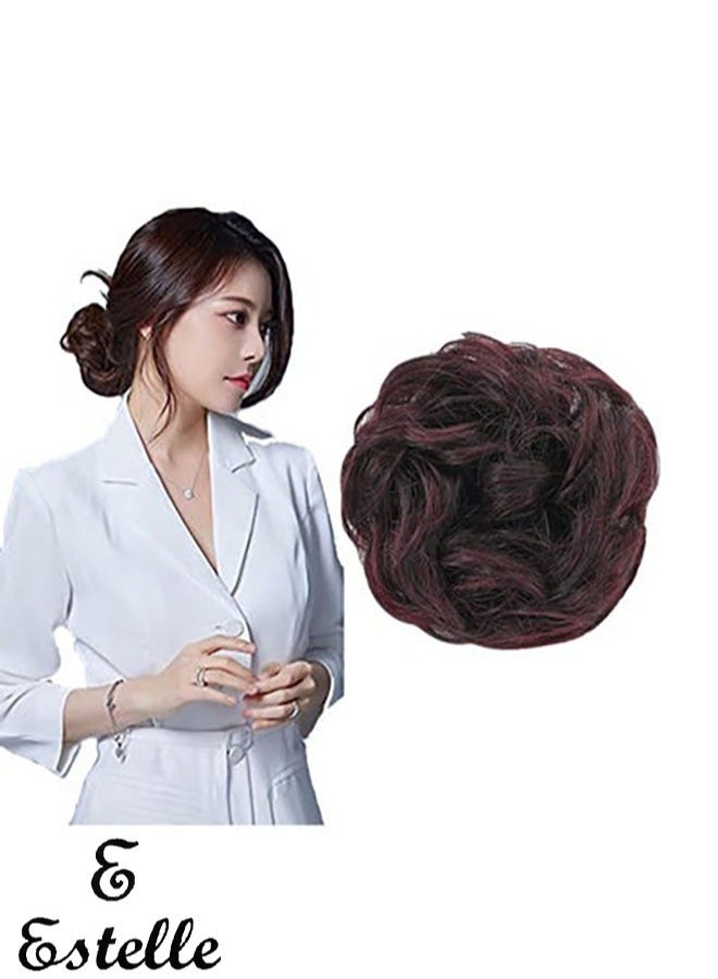 إستيل فوضوي الشعر سكرانشي مع شريط مطاطي مرن ذيل حصان وصلات شعر أوبدو تشينيون دونات ذيل حصان شعر صناعي مجعد للنساء اللون رقم 4HBUG - Image 1