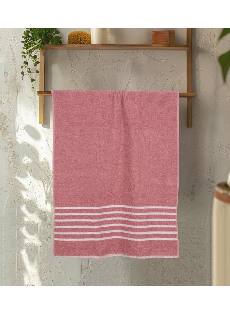 AURIO Premium 100% Cotton Single Bath Towel – Large 70x140 cm Ultra-Soft Absorbent Body Towel with Elegant Nautical Six-Stripe Dobby Border – Luxury Spa & Hotel Collection - Image 4