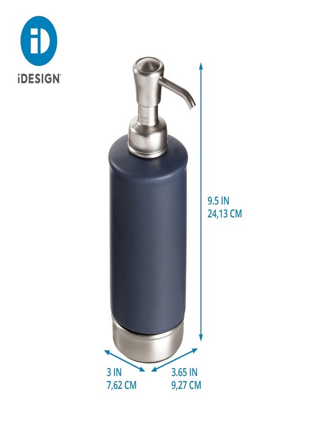 iDesign Hand Soap Dispenser for Bathroom or Kitchen - Refillable Soap Pump Bottle - Navy Blue/Brushed Nickel - Image 2