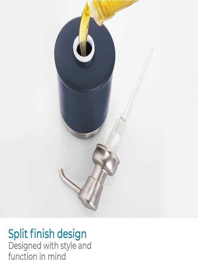 iDesign Hand Soap Dispenser for Bathroom or Kitchen - Refillable Soap Pump Bottle - Navy Blue/Brushed Nickel - Image 3