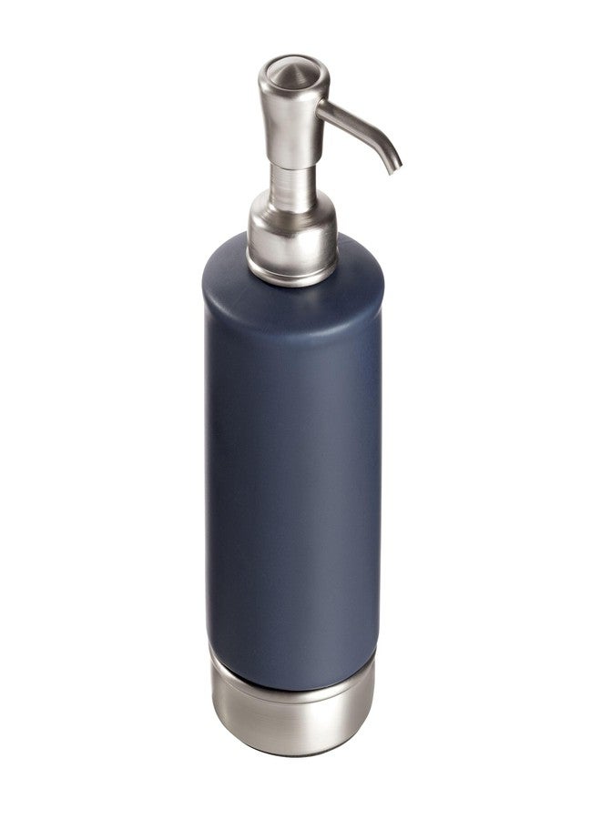 iDesign Hand Soap Dispenser for Bathroom or Kitchen - Refillable Soap Pump Bottle - Navy Blue/Brushed Nickel - Image 1