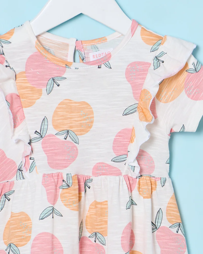 ردتاغ Infant Girls White Printed Dress
