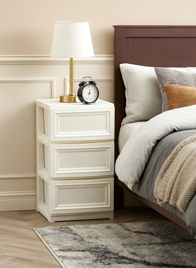 المفرج أدراج تخزين لؤلؤية بـ 3 أدراج – تصميم فاخر وعصري لغرف النوم الراقية (الأبعاد: 63 × 42 × 34 سم) - Image 2