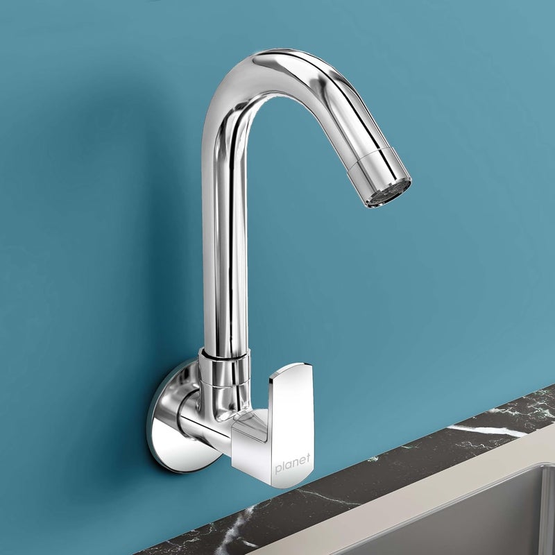 Planet Single Lever Sink Cock for KitchenSink Cock with Teflon Tape Pack of 1 SagaChrome Finish - Image 1