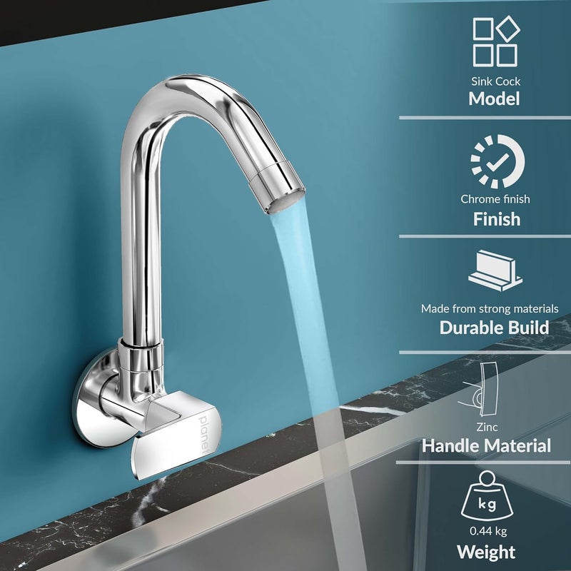 Planet Single Lever Sink Cock for KitchenSink Cock with Teflon Tape Pack of 1 SagaChrome Finish - Image 2