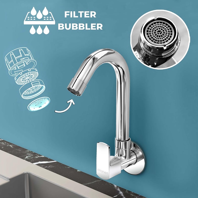 Planet Single Lever Sink Cock for KitchenSink Cock with Teflon Tape Pack of 1 SagaChrome Finish - Image 4