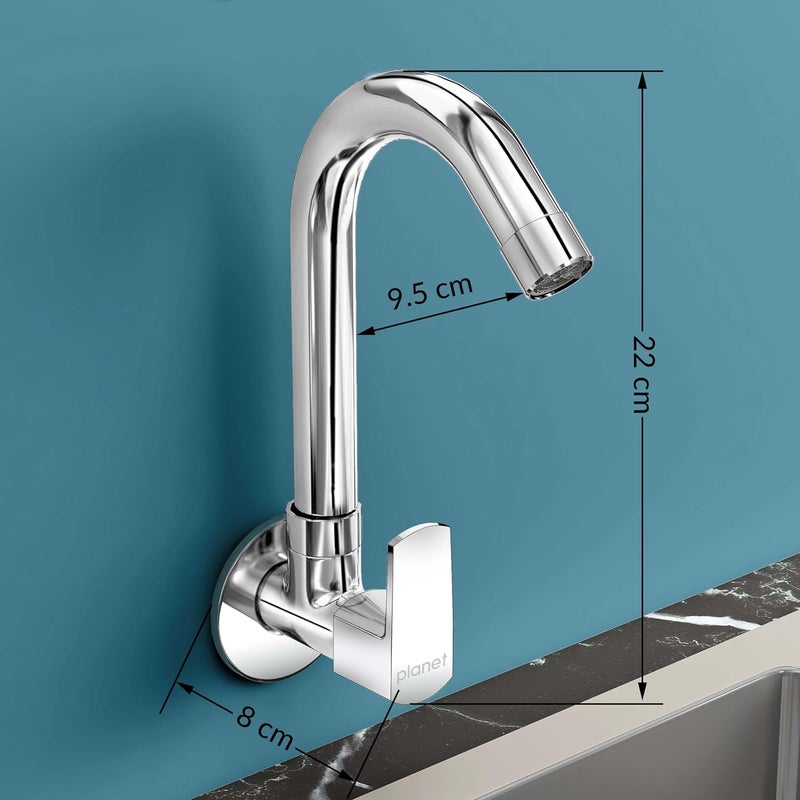 Planet Single Lever Sink Cock for KitchenSink Cock with Teflon Tape Pack of 1 SagaChrome Finish - Image 3