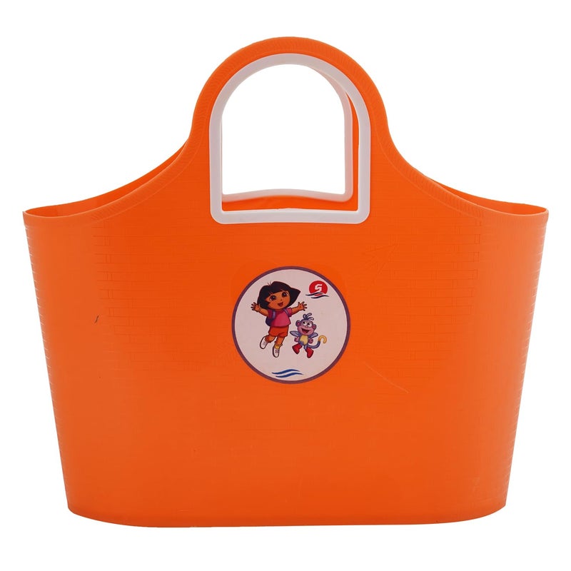 SGNS Rectangular Sturdy Multipurpose Use Basket - Top Handle Plastic Basket For Shopping, Storage Plastic Lunch Bag For Kids (Orange) - Image 1